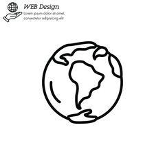 planet Earth icon thin line, linear, outline vector. planet Earth simple sign, logo. World icon isolated. 