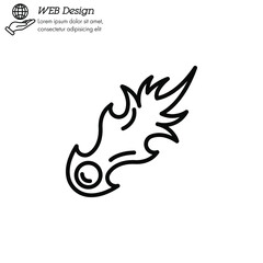 comet, meteor, meteorite icon thin line, linear, outline vector. comet, meteor, meteorite simple sign, logo. 