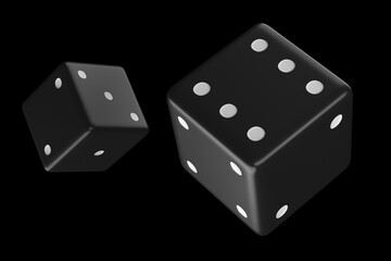 Dice in flight 3d render