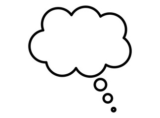 Think bubble isolated on white background. Trendy think bubble in flat style. Modern template for social network and label. Creative thought balloon. Cloud line art, vector illustration