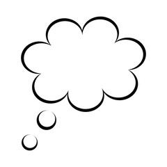 Think bubble isolated on white background. Trendy think bubble in flat style. Modern template for social network and label. Creative thought balloon. Cloud line art, vector illustration