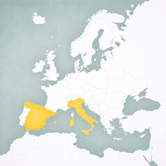 Map of Europe - Italy and Spain