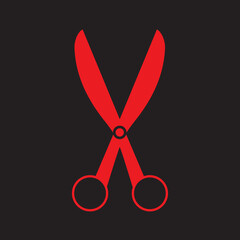 Scissors icon vector isolated on black background. Flat scissors icon for web site, app, label, logo and design template. Creative art concept, vector illustration
