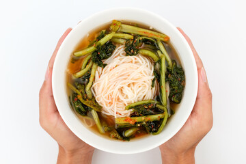 Radish noodle on white background