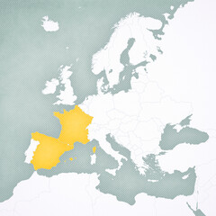 Fototapeta premium Map of Europe - France and Spain