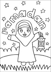 Muslim girl carrying a lantern.