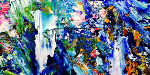 Colorful abstract background wallpaper. Modern motif visual art.  Mixtures of oil paint. Trendy...