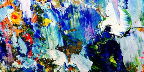 Colorful abstract background wallpaper. Modern motif visual art.  Mixtures of oil paint. Trendy...