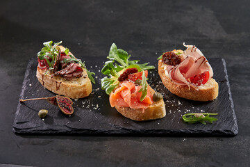 canape with meat  and vegetables