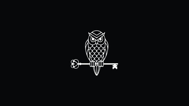 A geometric line art icon logo of an owl