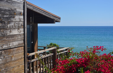 Wooden house with pacific ocean view in california