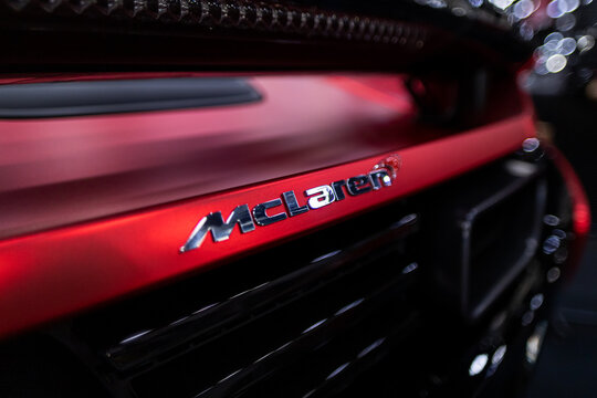 Russia, St.Petersburg - july 27, 2019: Maclaren logo on a car body