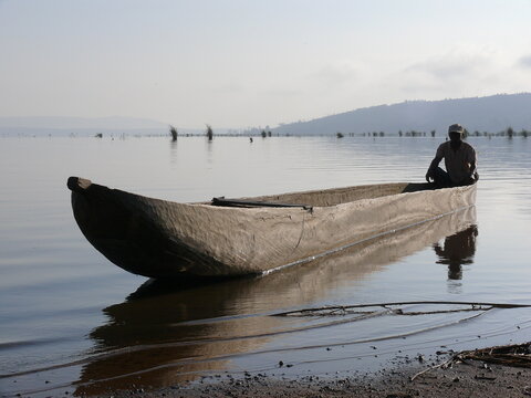 African continent, island of Madagascar, Indian Ocean, Lake Alaotra, fisherman