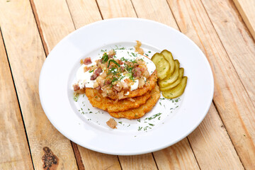 lunch on the wooden background