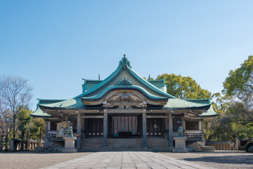 Hokoku Shrine at Osaka Castle in Osaka, Japan. a famous historic site.