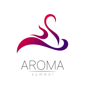 Aroma creative art vector symbol in gradiend. Perfume element, smoke cigarette hot, vapor and cloud icon. Modern design element of logo for website or app, business, store, shop.