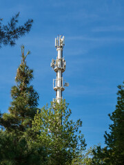 telecommunication tower with antennas