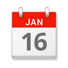January 16 isolated vector calendar icon symbol