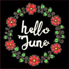 hello june, hand lettering calligraphy.