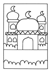 mosque coloring sheets, places of worship for Muslims.