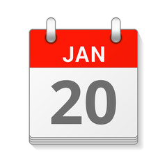 January 20 isolated vector calendar icon symbol