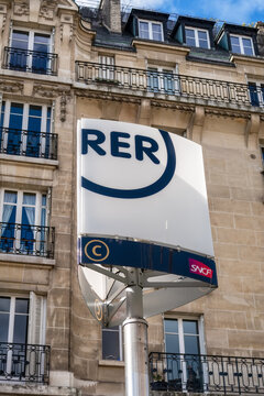 Paris, France - February 18 2020: RER C Sign at station Boulainvillers
