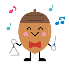 トライアングル どんぐり ドングリ 音楽 発表会 演奏会 音楽会 楽器 ベクター イラスト © Popo123