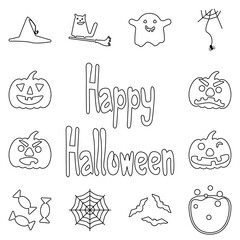 Set of simple outline halloween icons.