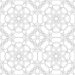 Simple geometric coloring page for kids and adults. Seamless pattern, relax ornament, mandala. Meditative drawing coloring book. Kaleidoscope template for design work.