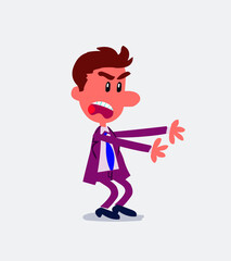 Very angry businessman pointing at something in isolated vector illustrations
