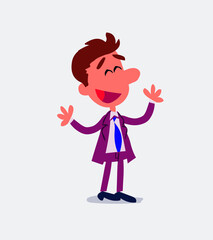 Pleased businessman explaining something in isolated vector illustrations
