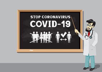 doctor and coronavirus info on blackboard