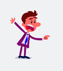 Business man pointing at something outraged in isolated vector illustrations
