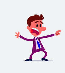 Shocked business man pointing in isolated vector illustrations
