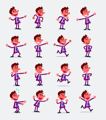 Cartoon character businessman in smart casual style. Set with different postures, attitudes and poses, doing different activities in isolated vector illustrations.

