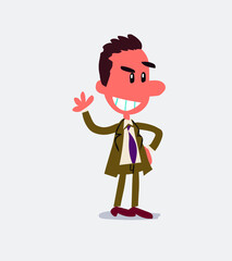 Business man waving while smiling in isolated vector illustrations
