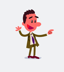 Businessman smiling while pointing in isolated vector illustrations
