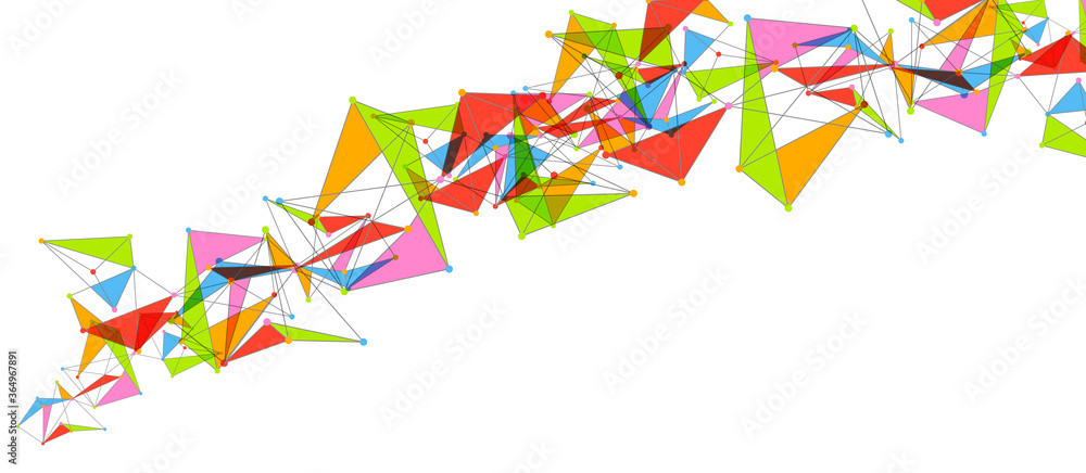 Poster Line points connections, triangular technology design. Abstract geometric background