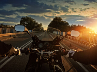 Riding a motorcycle on a beautiful sunny day