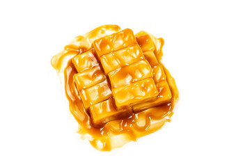 Tasty caramel candy isolated on white background.