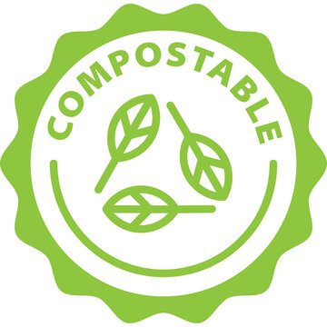compostable green icon stamp rounded 