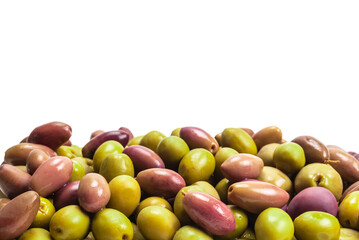 Tasty mix olives background.