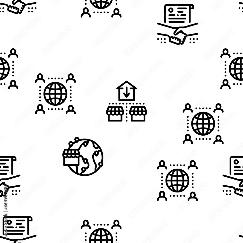 Poster outsource management seamless pattern vector thin line. illustrations