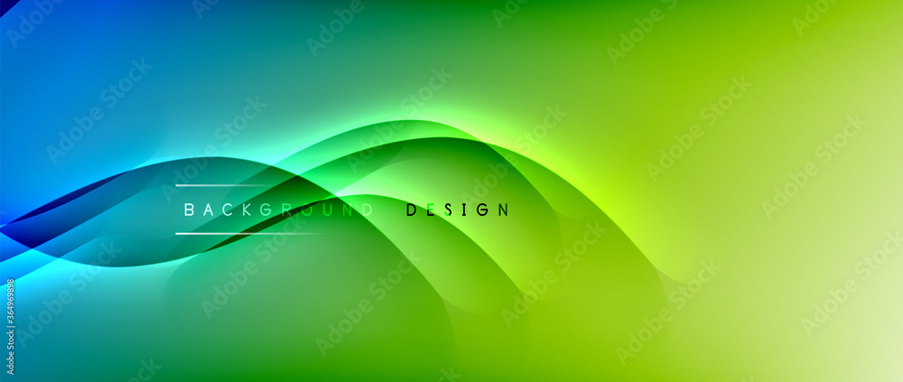 Aufkleber fluid gradient waves with shadow lines and glowing light effect, modern flowing motion abstract back
