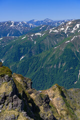 Fototapeta na wymiar 谷川岳から見た巻機山と中ノ岳、越後駒ヶ岳