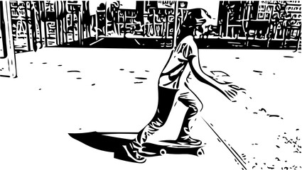 vector illustration of a girl on a skateboard