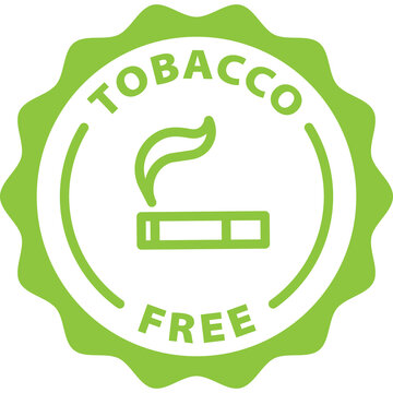 Tobacco Free Green Icon Stamp Rounded 