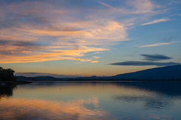 sunset over the lake