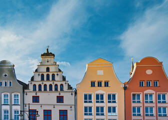Rostock old town cityscape in Germany.