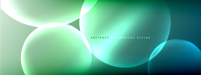 Vector abstract background liquid bubble circles on fluid gradient with shadows and light effects. Shiny design templates for text